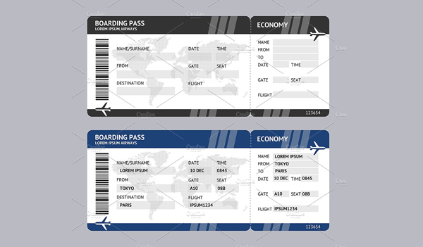 Blank Airline Ticket Boarding Pass