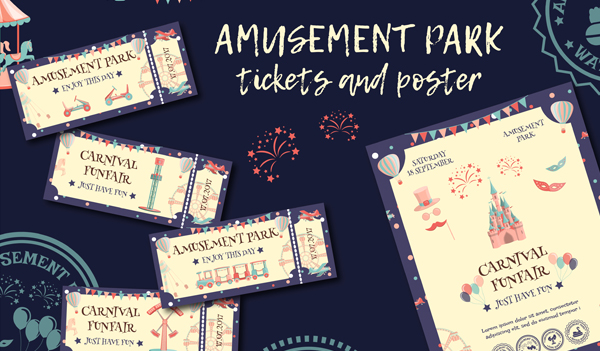 Blank Amusement Park Tickets and Poster