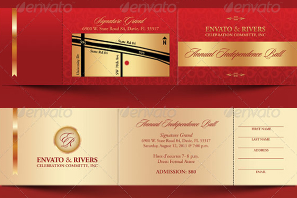 Blank Folded Banquet Ticket Template