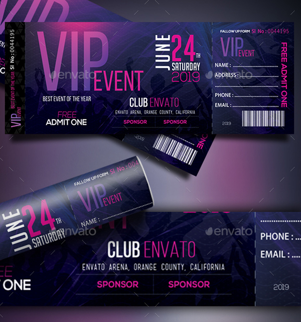 Blank VIP Event Ticket Templates
