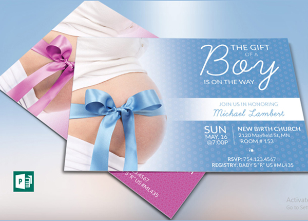 Floral Baby Shower Invitation Publisher Template