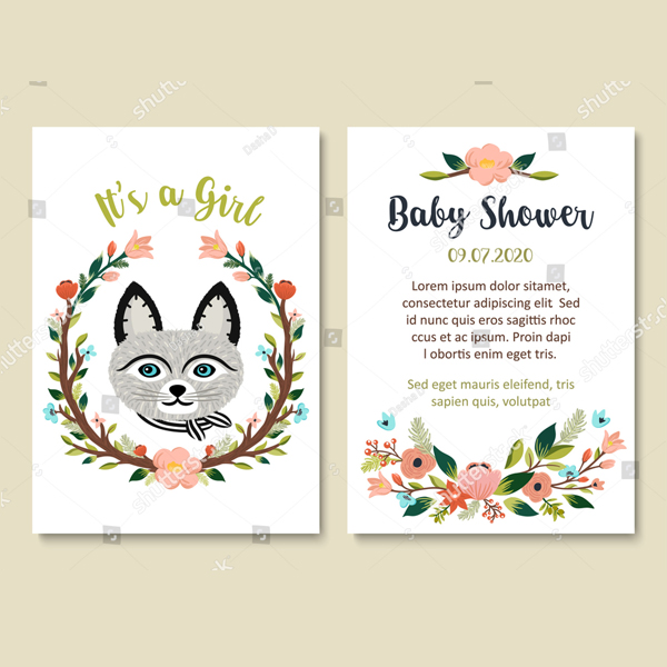 Floral Baby Shower PSD Invitation