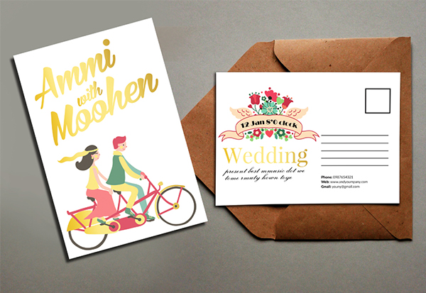 Floral Marriage PSD PowerPoint Postcard Template