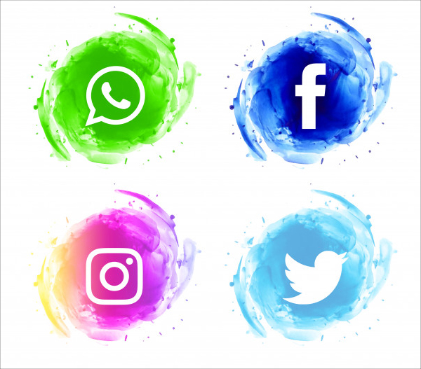 Free Download Abstract Social Media Watercolor Icons