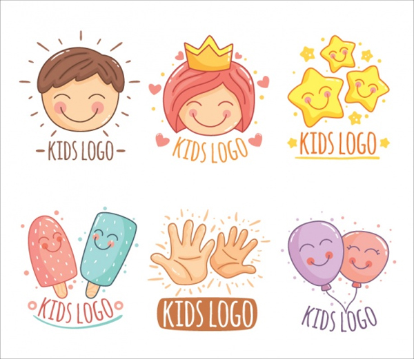 Free Download Stunning Hand Drawn kids Logos