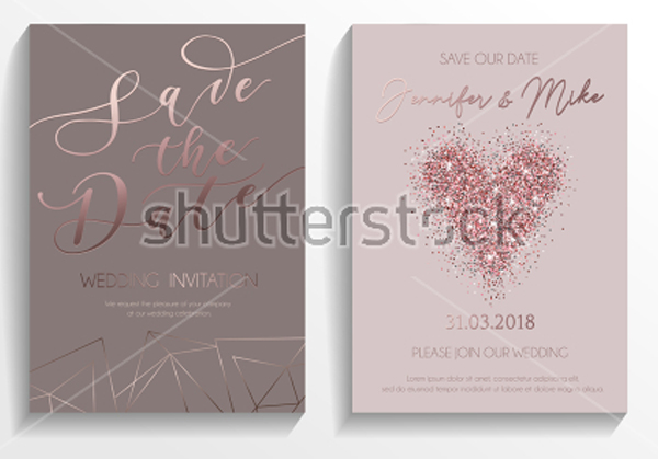 Modern Save The Date Wedding Invitation Card Set