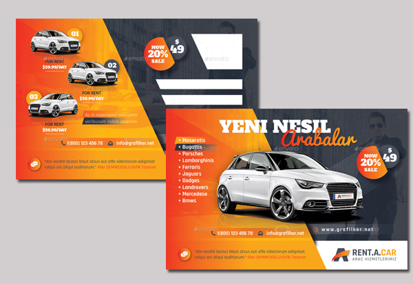 Rent A Car PowerPoint Postcard Template