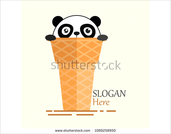 Stunning Pandas Cone Ice Cream Logo