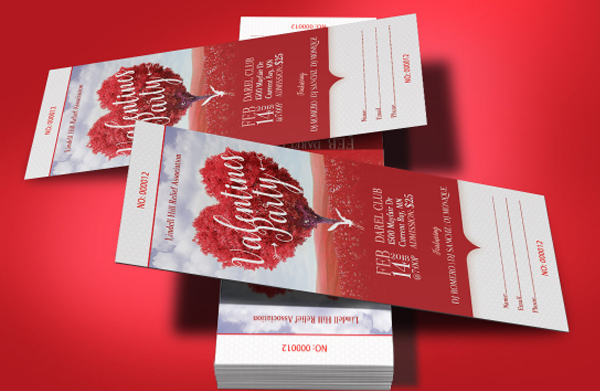 Tree Heart Valentines Party Ticket Template
