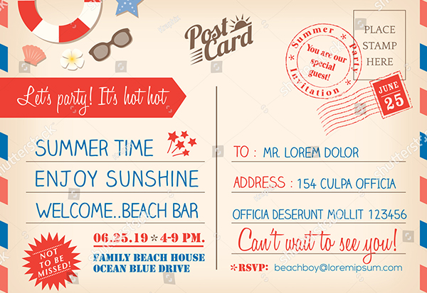 Vintage Summer Holiday PowerPoint Postcard Template