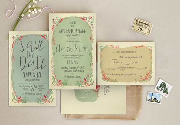 Rustic Save The Date Wedding Invitation Suite
