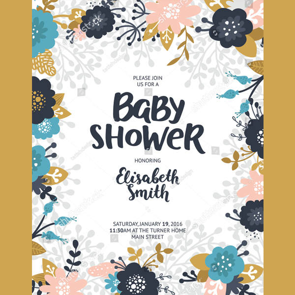 Vintage Floral Baby Shower Invitations