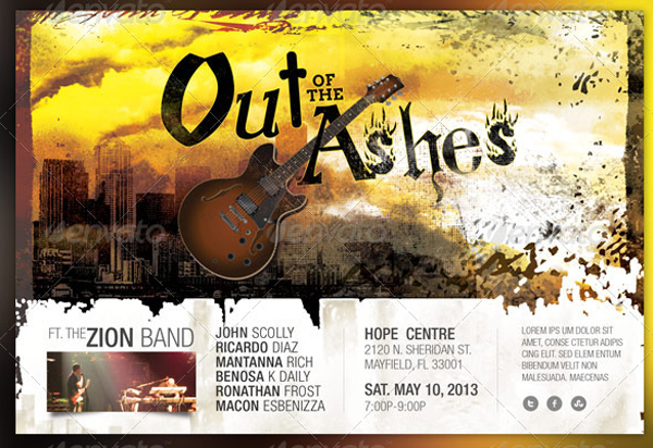 Ashes Church Concert Postcard & Flyer Template