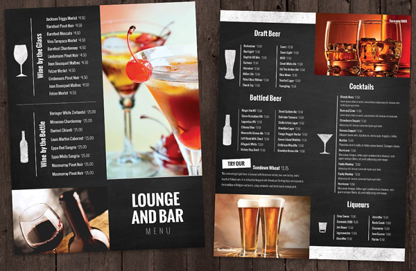 Bar and Lounge Drink Menu