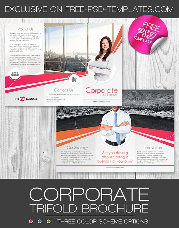 Corporate Free PSD Trifold Brochure Template