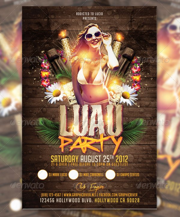 Easy to Print Luau Party Flyer Template