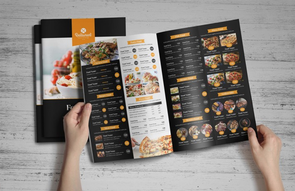 Food Menu Bifold Brochure Template