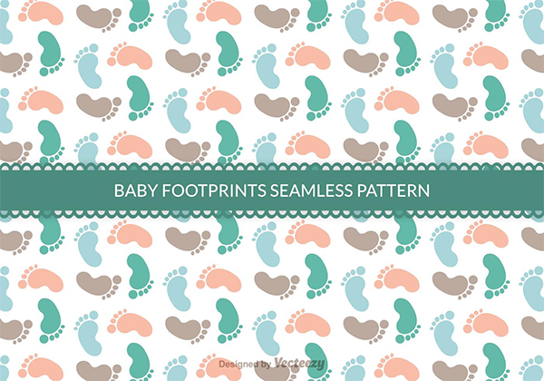 Free Baby Footprints Seamless Vector Pattern