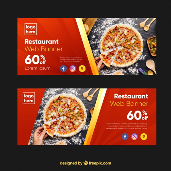 Free Pizza Restaurant Web Banners