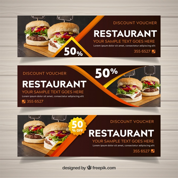 Free Vector Restaurant Web Banner Collections