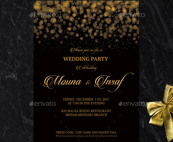 Letterpress Gold Foil Glitter Wedding Invitation