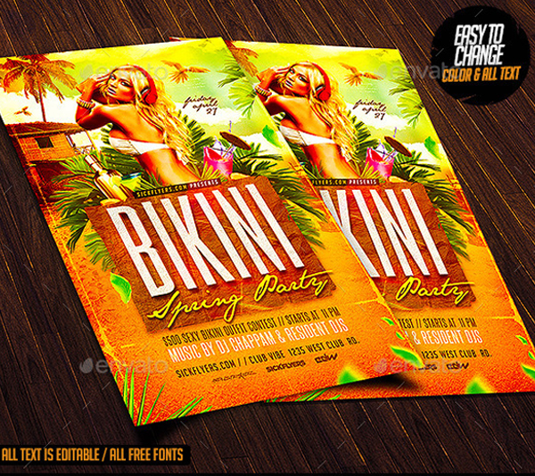 Luau Bikini Party Flyer Template