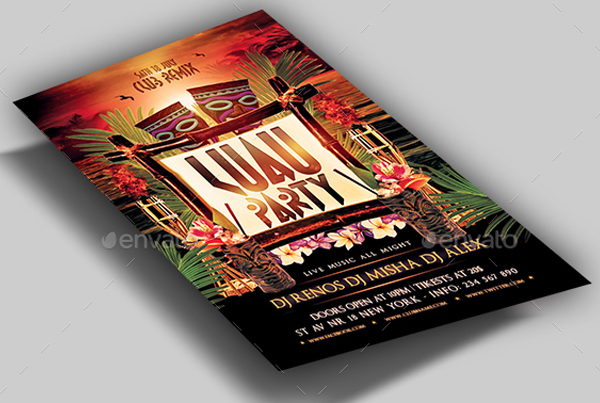 Luau Party Flyer Invitation