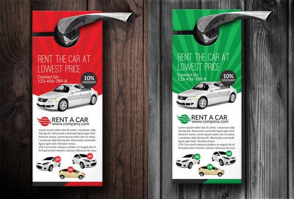 Rent A Car Door Hangers Design Template