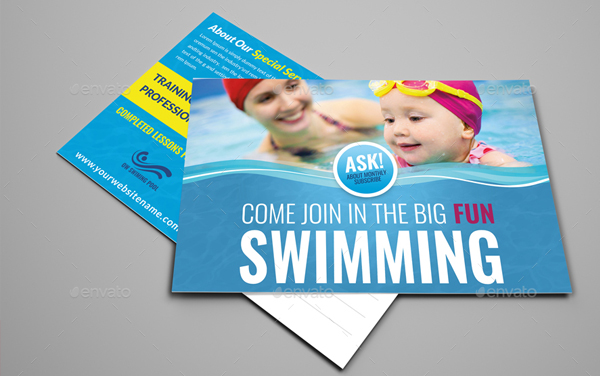 Swimming Postcard Template