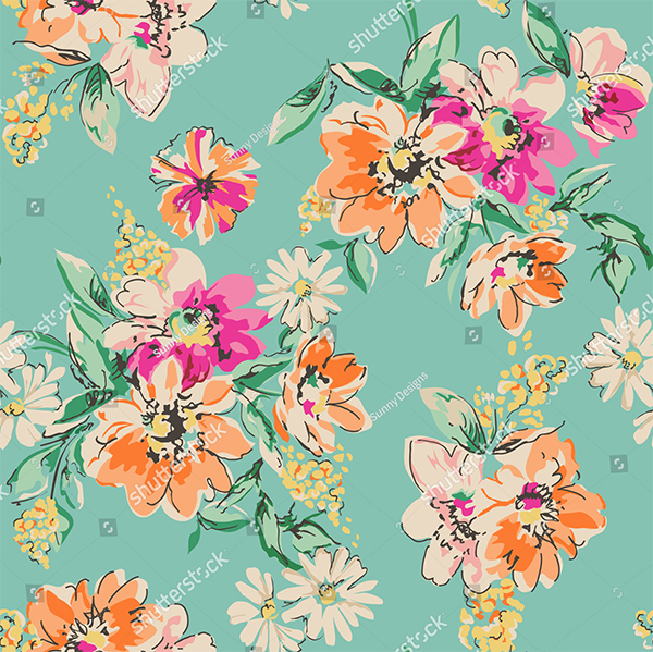 Ketched Flower Print Pattern Design