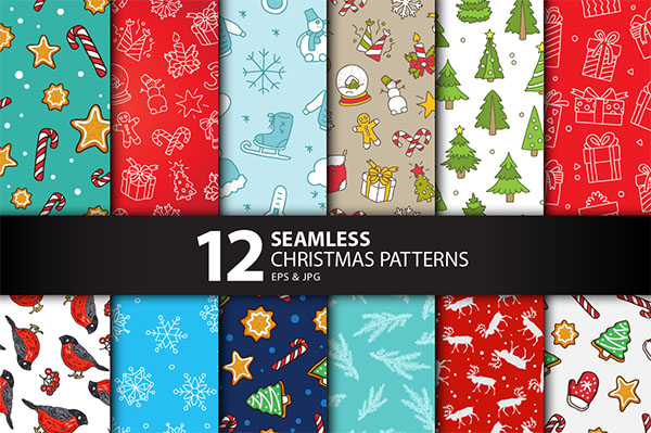 12 Seamless Christmas Patterns
