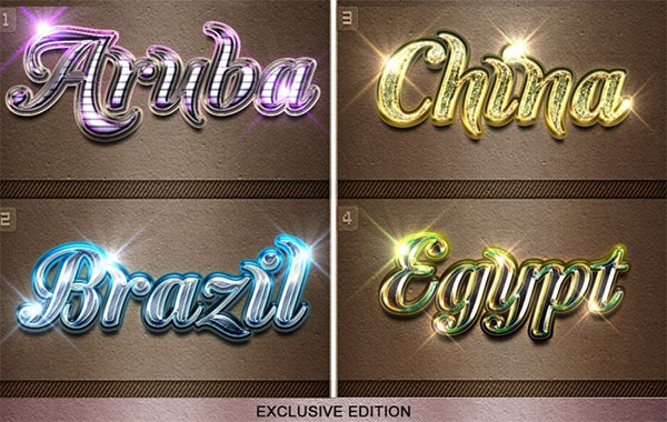 8 Countries Embossed Font Styles