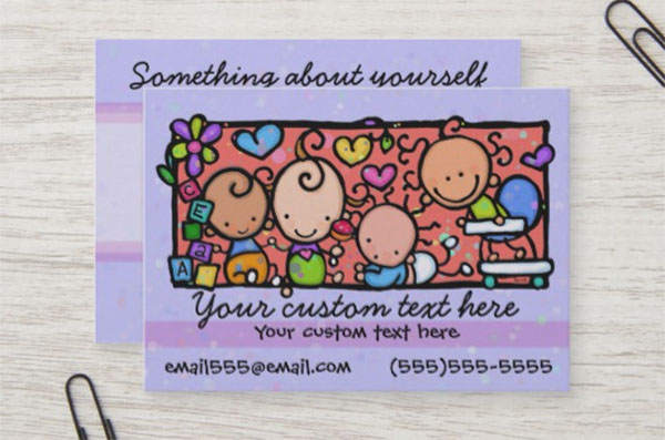 Babysitting Day Care Purple Business Card