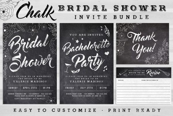 Chalkboard Bridal Shower Invitation Suite