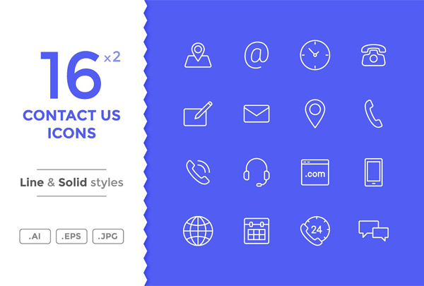 High Quality Contact Vector Icons