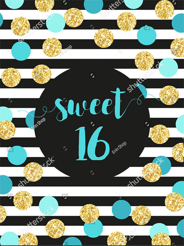 Cute Festive Bright Sweet Sixteen Invitation