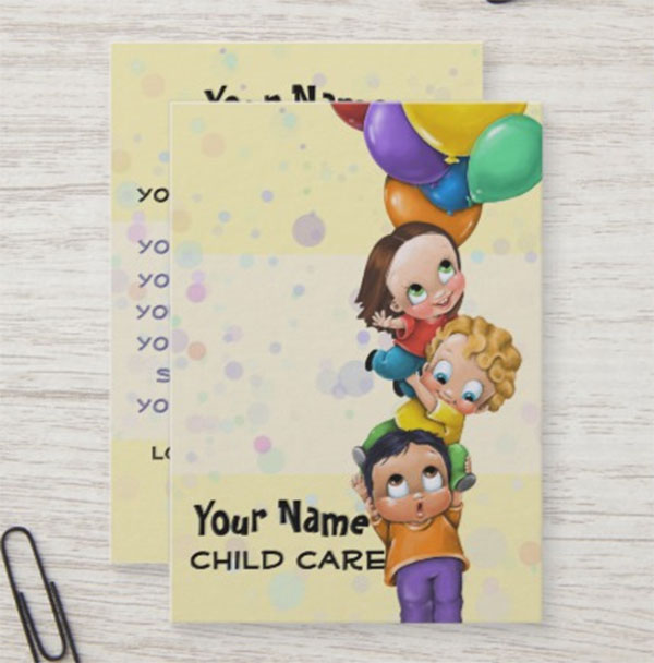 Child Care Babysitting Promo Card