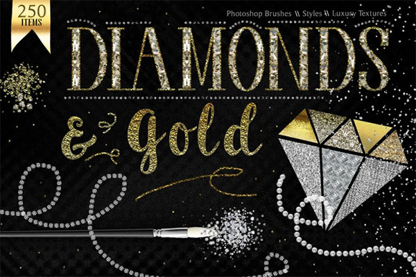 Diamond & Gold Photoshop Styles Kit