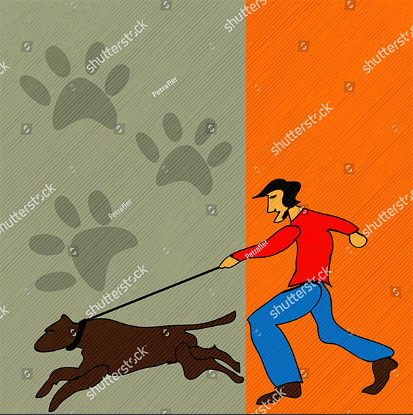 Dog Walking Cartoon Style Background