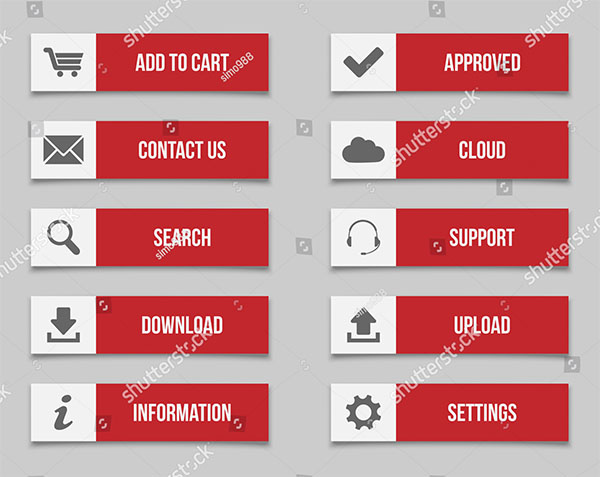 Flat Red Design Buttons