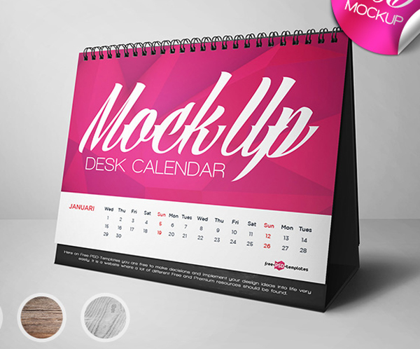 Free Desk Calendar Mock-up in PSD