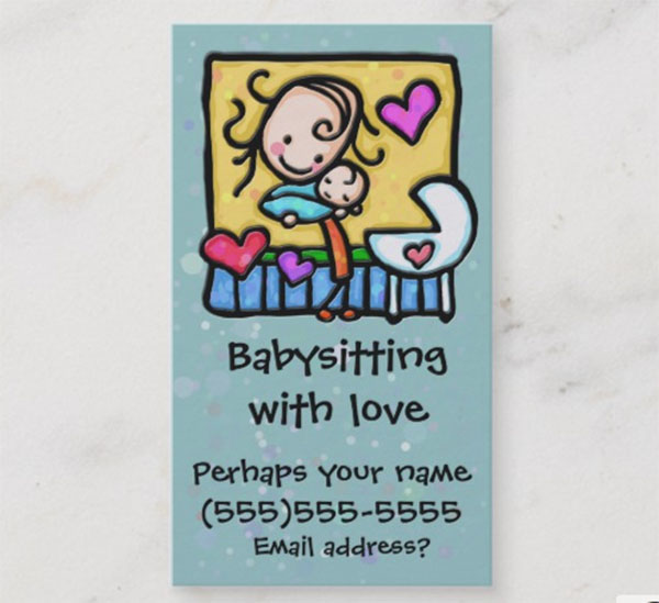 Little Girl Babysitting Child Care Custom Card