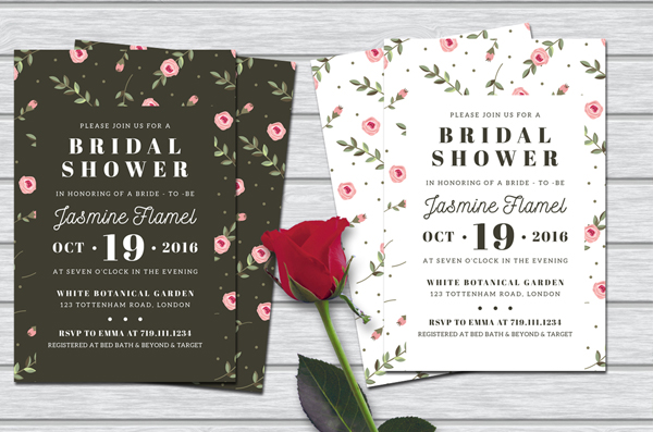 Modern Floral Bridal Shower Invitation