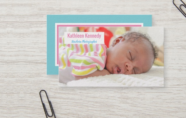 Pink & Blue Newborn Photographer Business Card