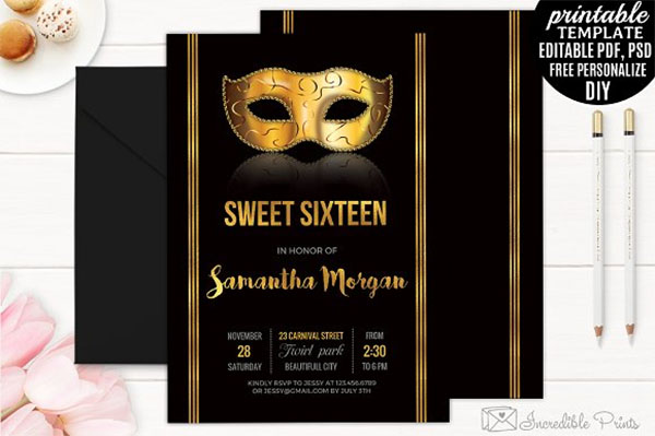 Sweet Sixteen Invitation Template