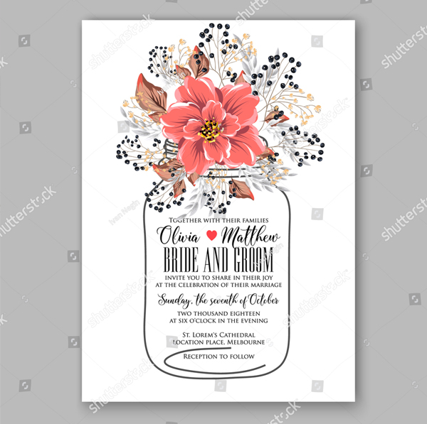 Vector Floral Bridal Shower Invitation