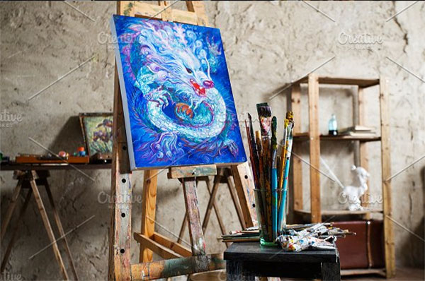 Art Canvas Realistic Gallery Mock-Up