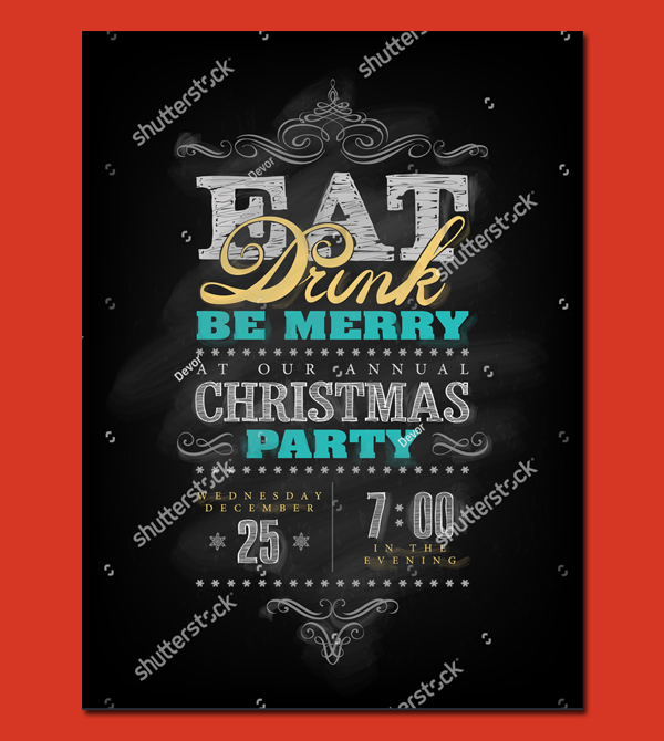 Chalk Eat Drink Christmas Party Invitation