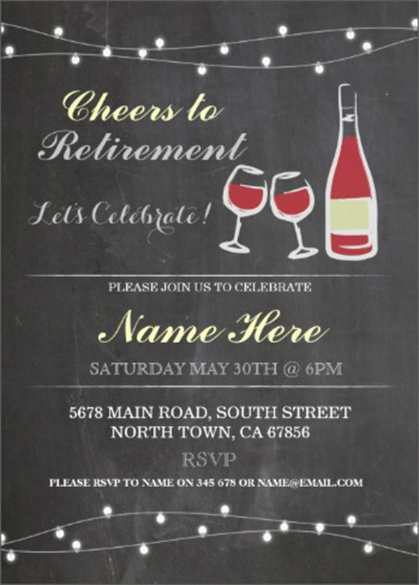 Retirement Party Chalk Red Glass Invitation Template