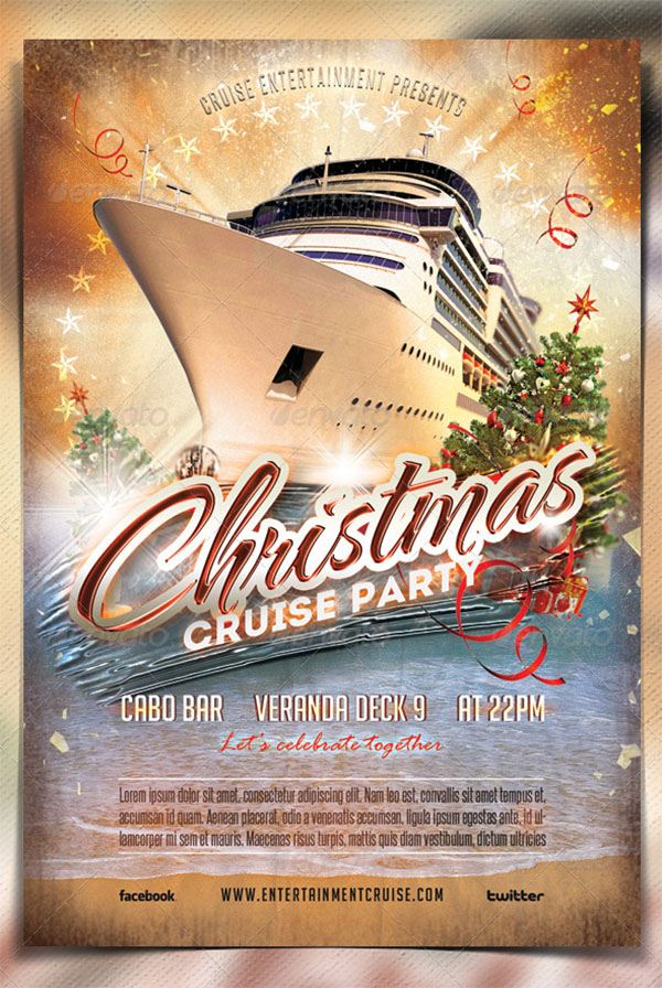 Christmas Cruise Party Flyer Template